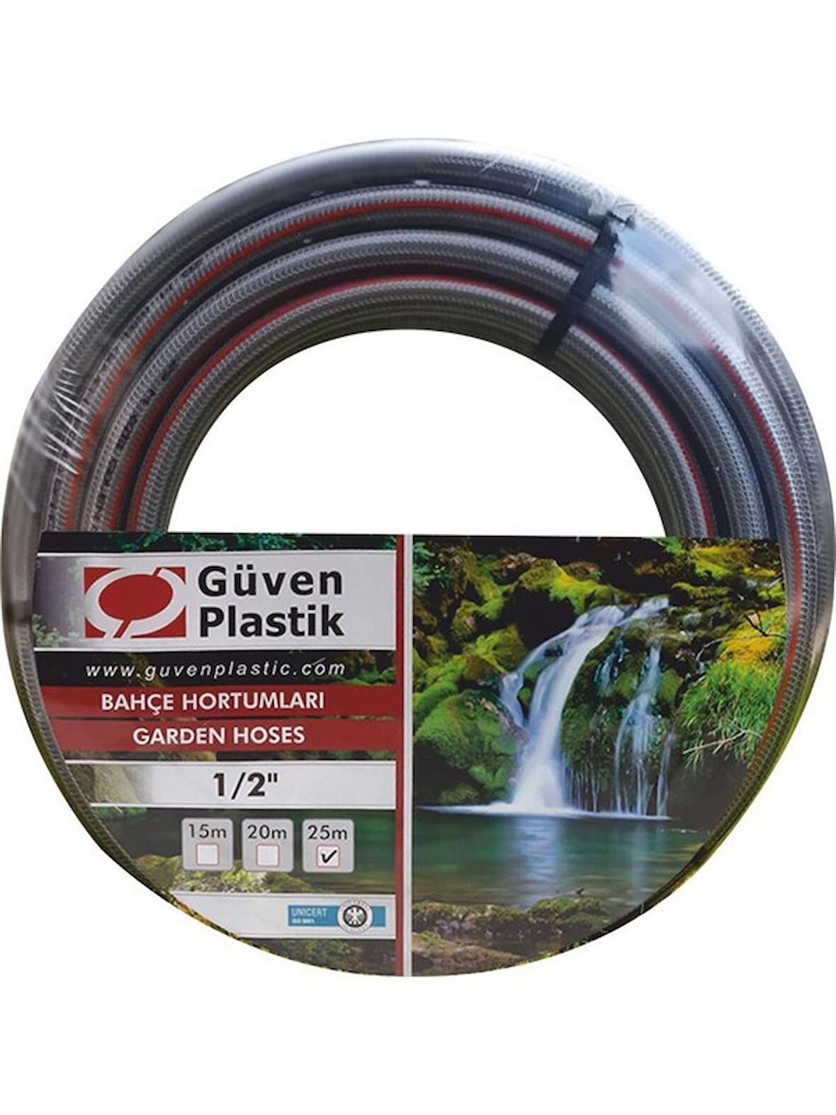 Güven Plastik 1/2" Market Tipi Özel Güven Örgülü Gri Hortum (15 Metre)