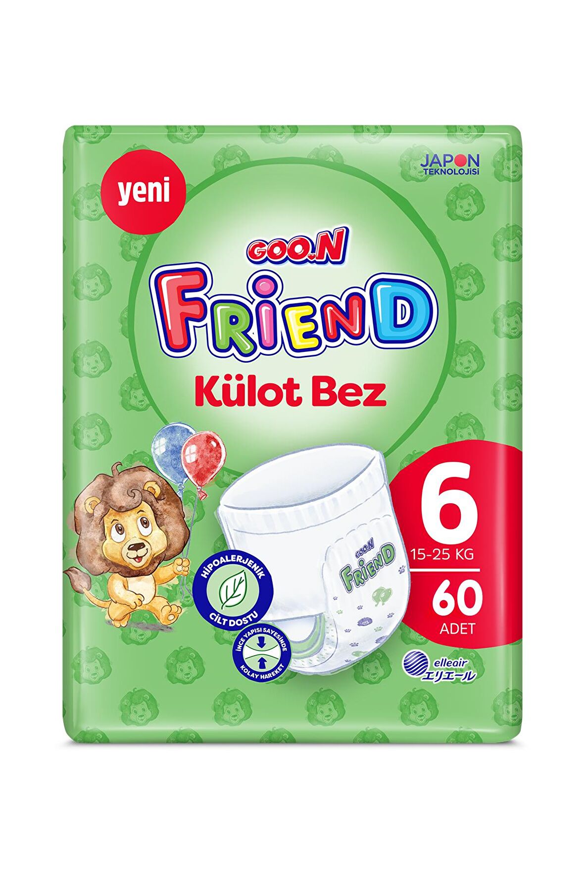 Goo.n Friend 6 Numara Külot Bebek Bezi - Cilt Dostu - 60 Adet