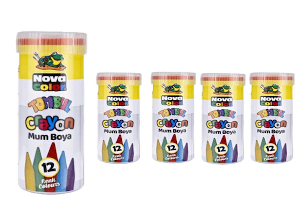 Nova Color Crayon Mum Boya 12 Renk Tombul 5 Adet