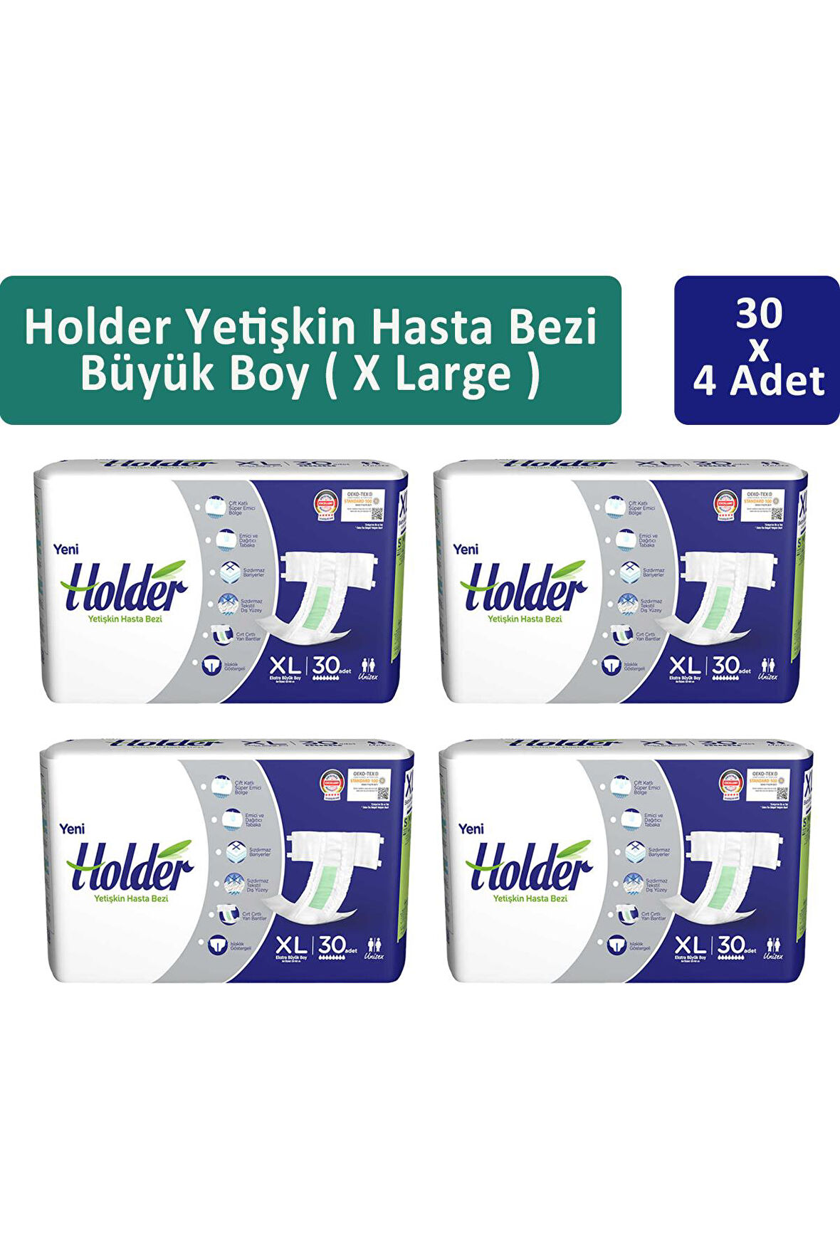 Holder Yetişkin Hasta Bezi Ekstra Büyük Boy ( X Large ) 30 x 4 Adet