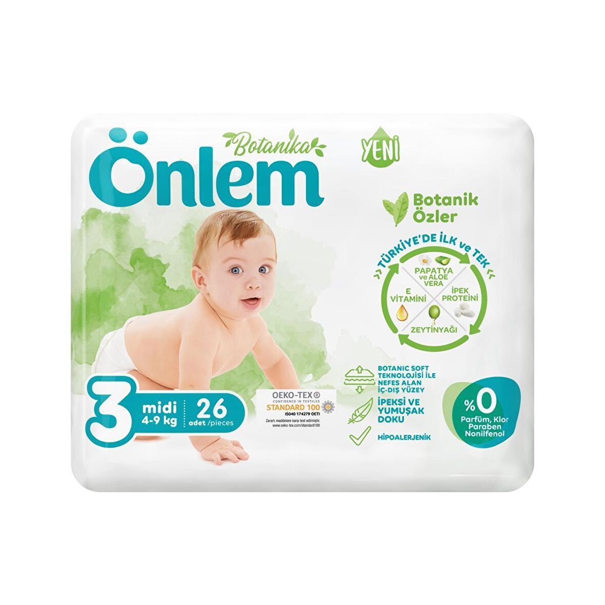 Önlem Botanika Bebek Bezi Jumbo Paket 3 Beden Midi 26'lı (4-9 Kg)