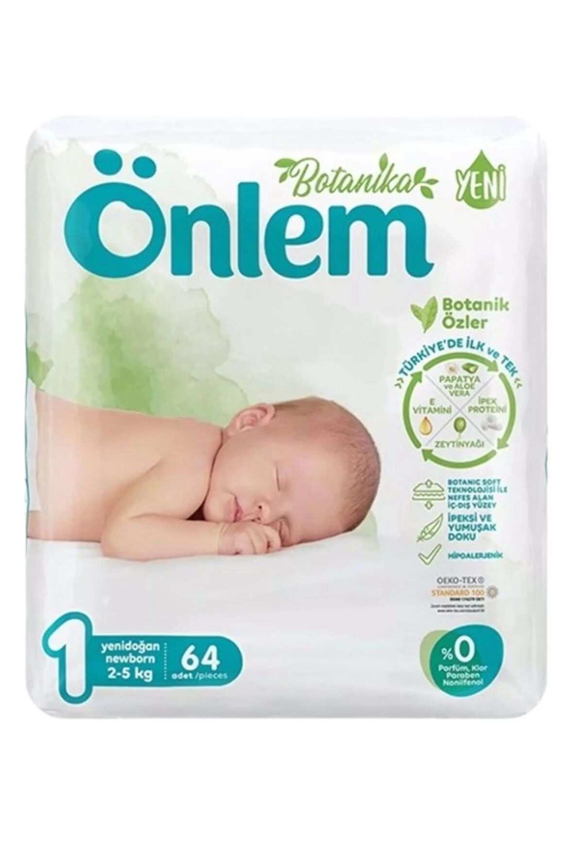 Önlem Botanika 1 Beden Bebek Bezi Yenidoğan Newborn 64 Lü