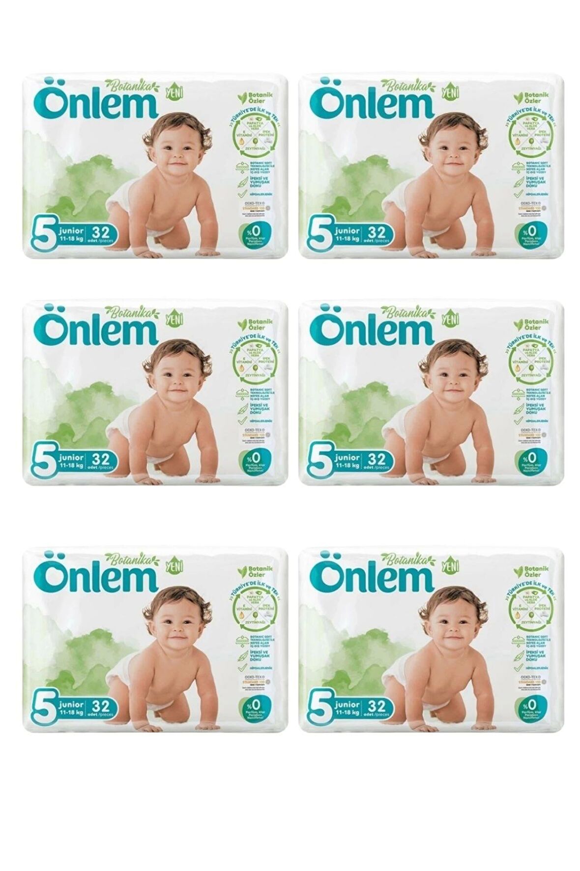 Önlem Botanika 5 Beden Çocuk Bezi İkili Jumbo Junior 32 Li x 6 Adet