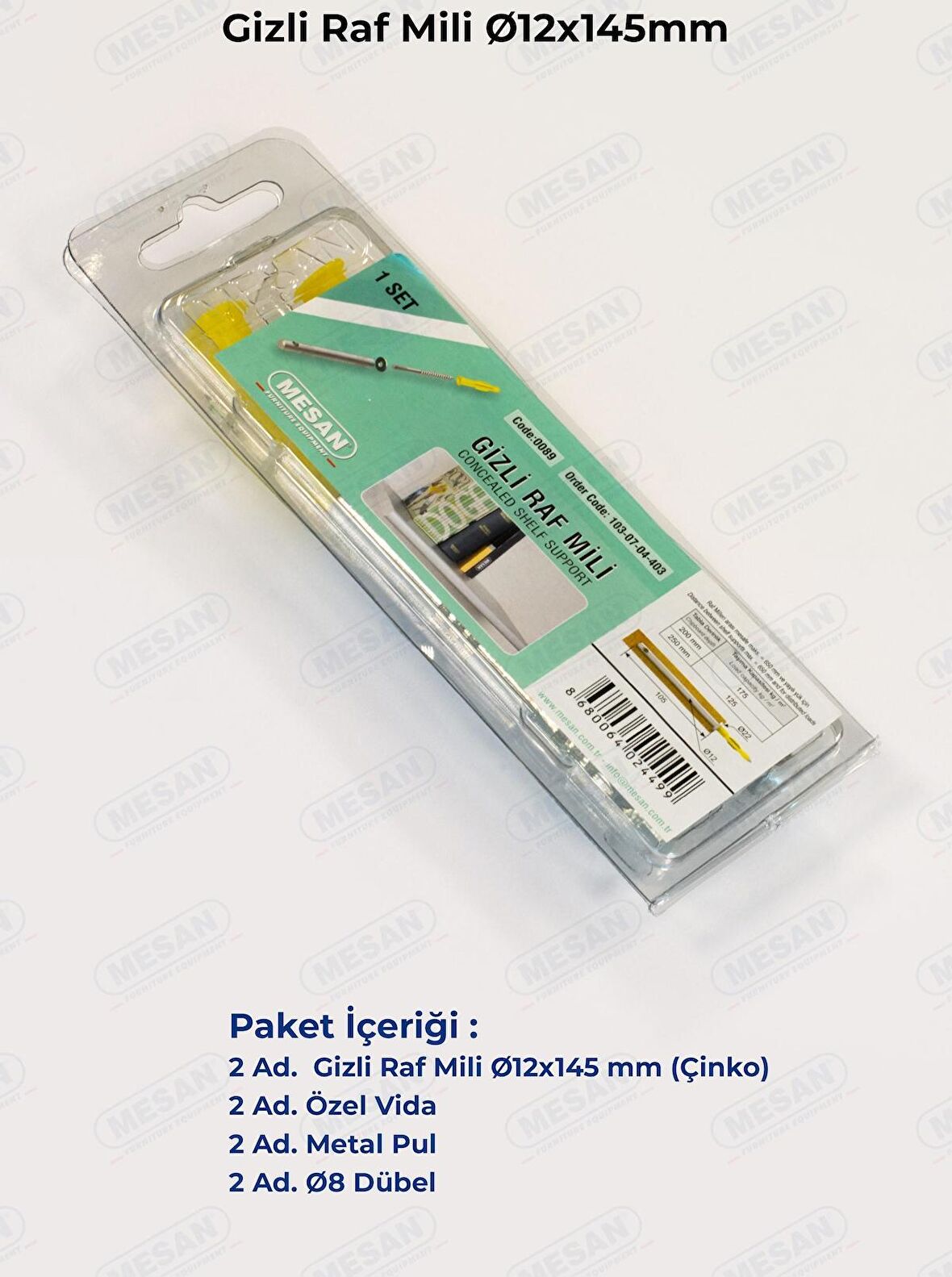 Mesan Gizli Raf Taşıyıcı 12x145mm Ahşap (0029)