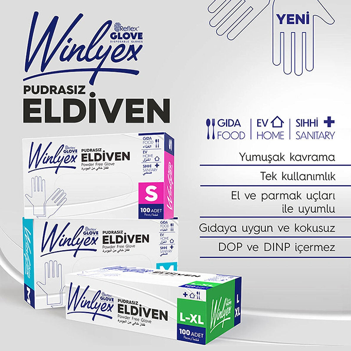 Reflex winlyex Pudrasız Eldiven 100' LÜ  