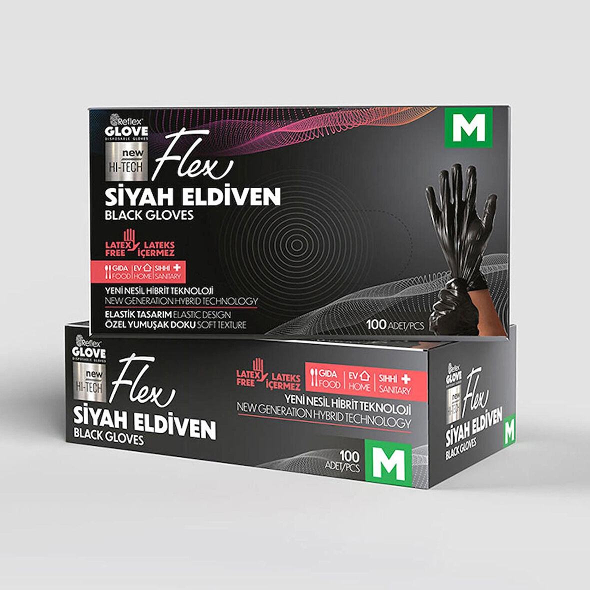 REFLEX FLEX TEK KULLANIMLIK SİYAH ELDİVEN 100' LÜ