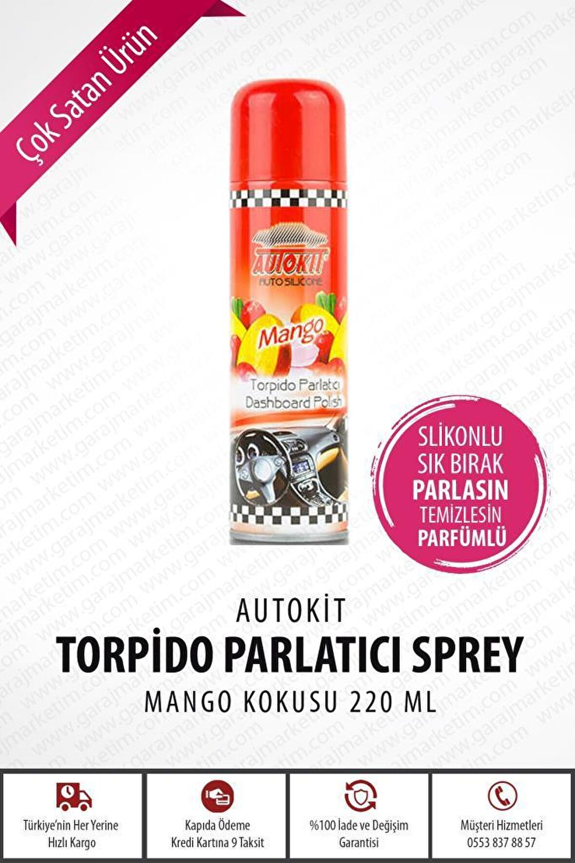 Torpido Parlatıcı Kokulu Oto Silikonu Mango 200ml