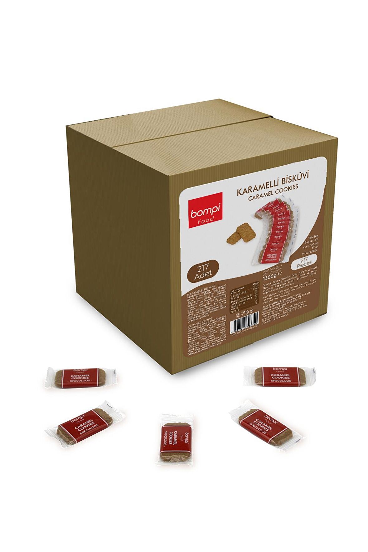 Bompi Karamelli (Speculoos) Tek Paketli Bisküvi 1300gr (217 Adet)