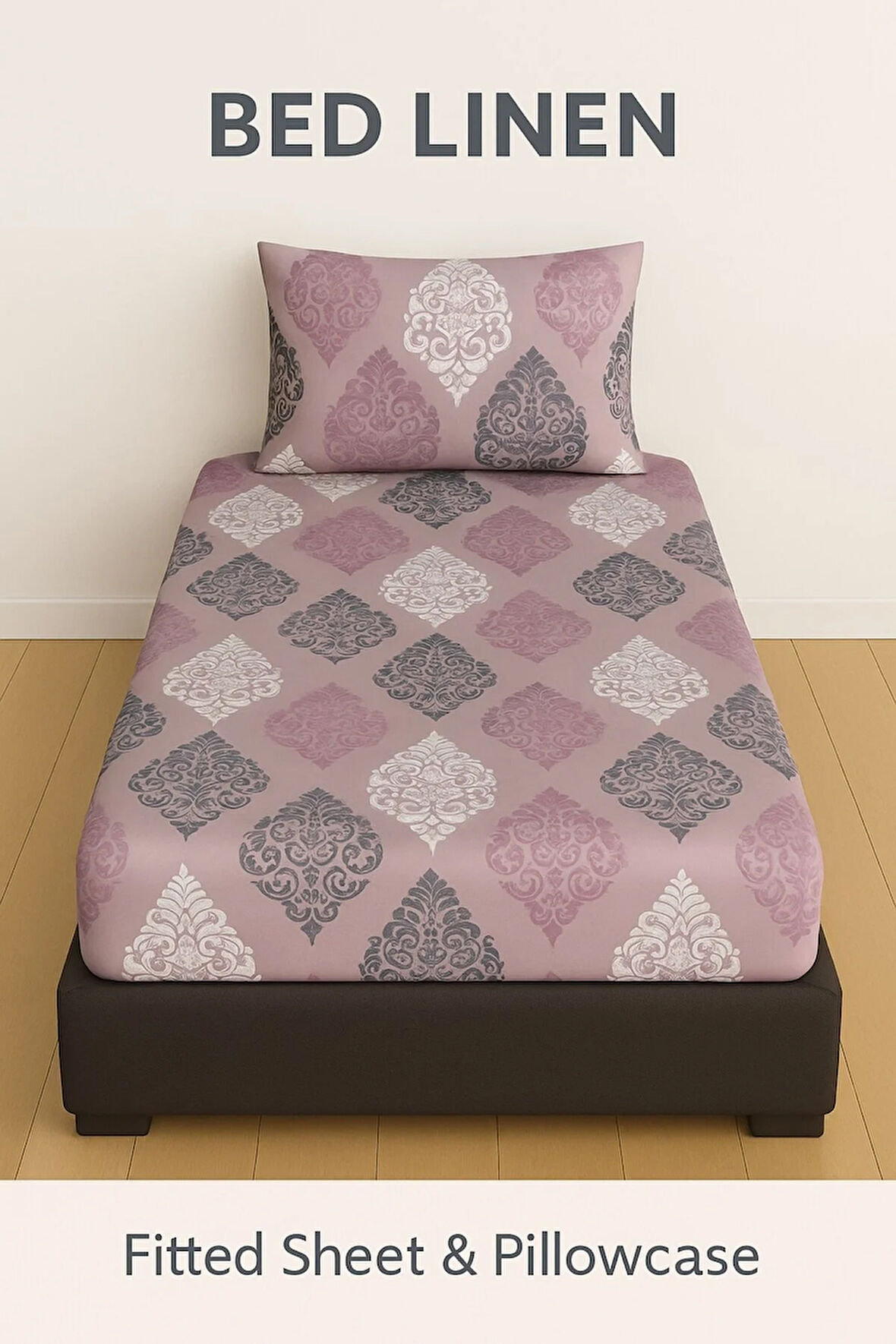 Tek Kişilik Desenli Lastikli Çarşaf Seti 100x200 Cm + 1 Yastık Kılıfı 50x70