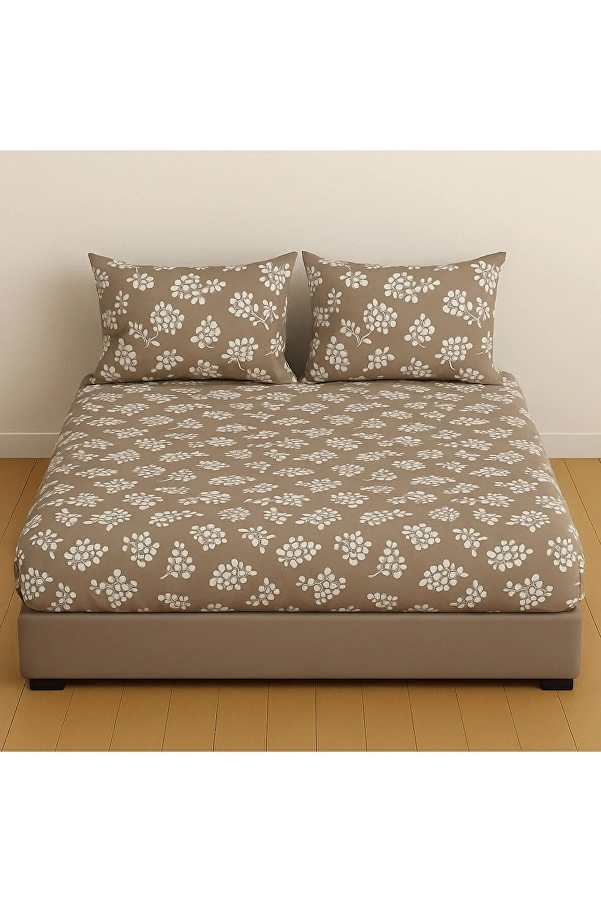 Çift Kişilik Desenli Lastikli Çarşaf Seti 160x200 Cm + 2 Adet Yastık Kılıfı 50x70