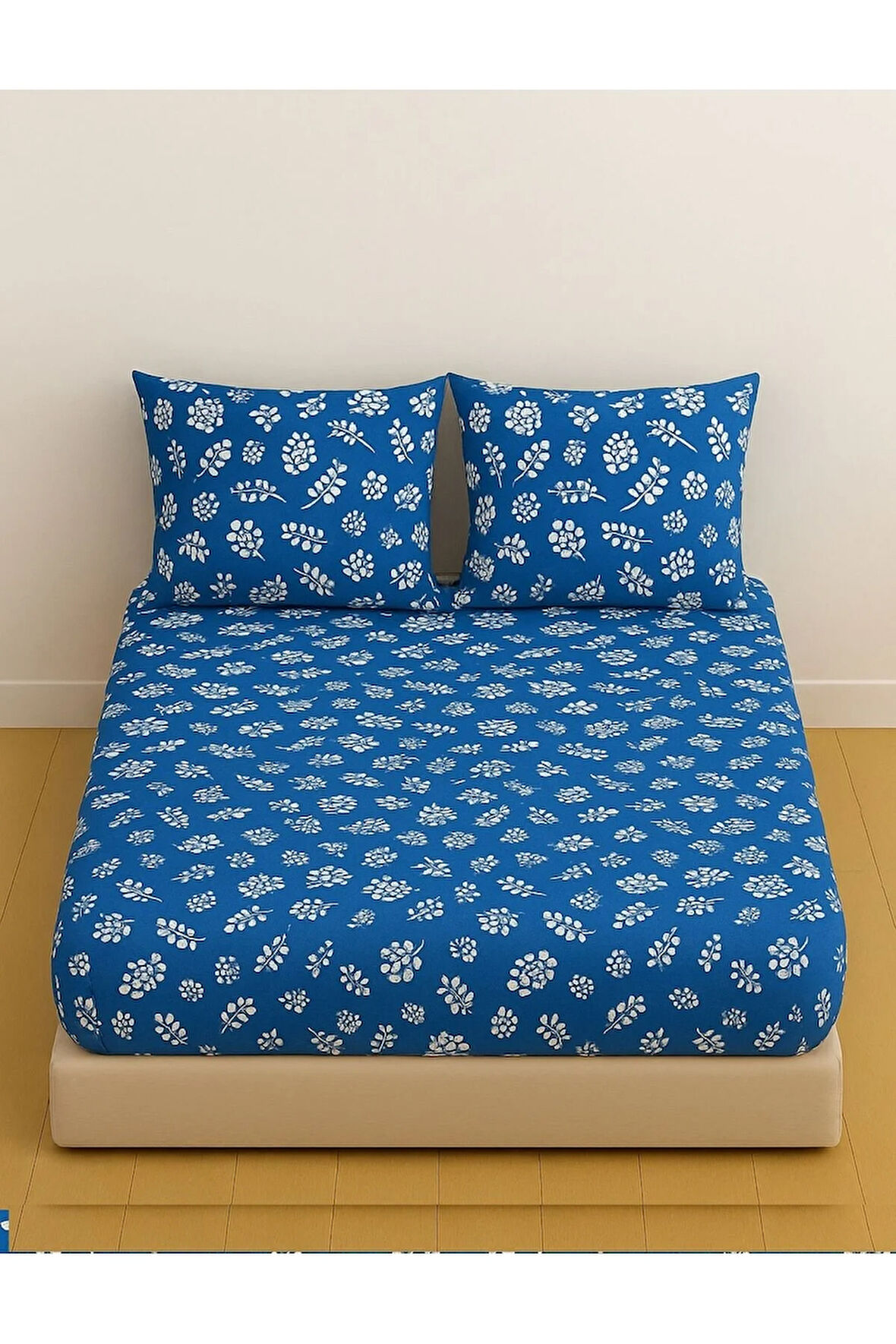 Çift Kişilik Desenli Lastikli Çarşaf Seti 140x200 Cm + 2 Adet Yastık Kılıfı 50x70