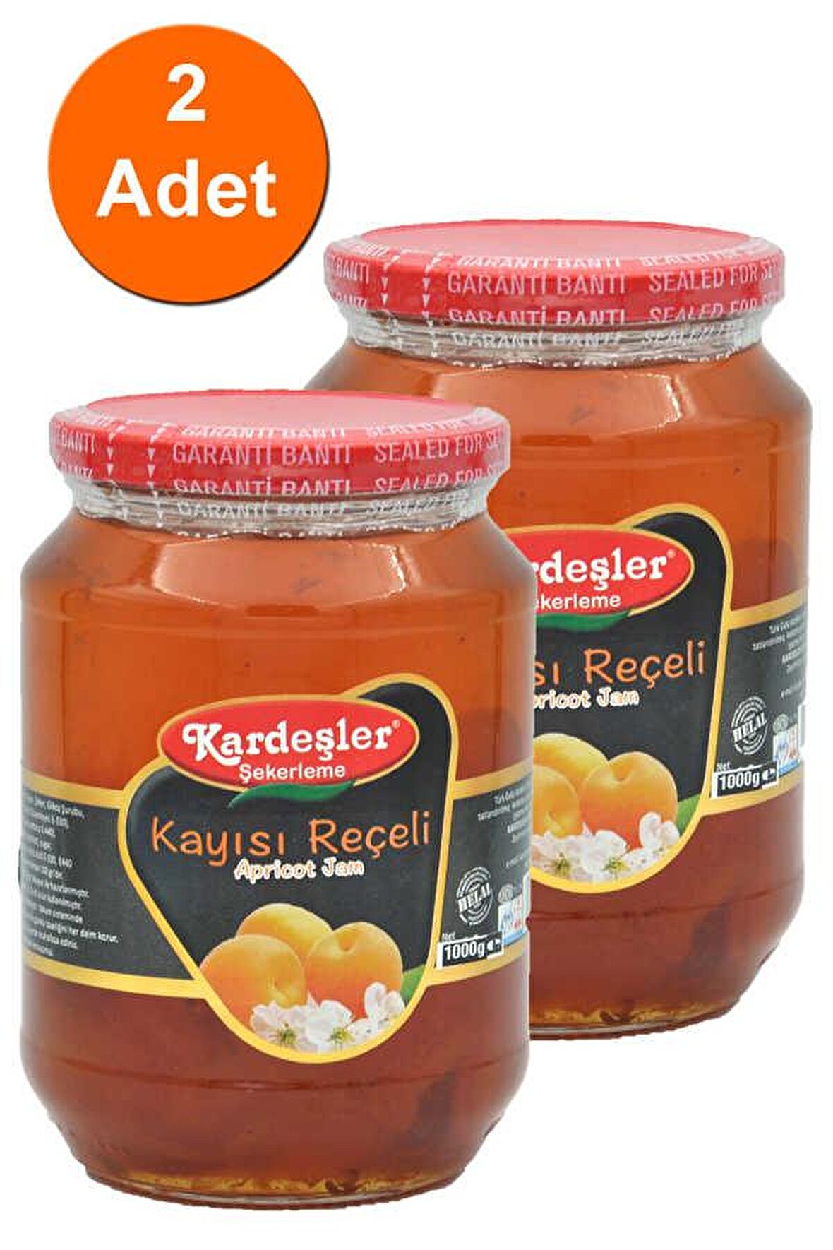 Kardeşler Kayısı Reçeli Cam Kavanoz 1000 G x 2 Adet