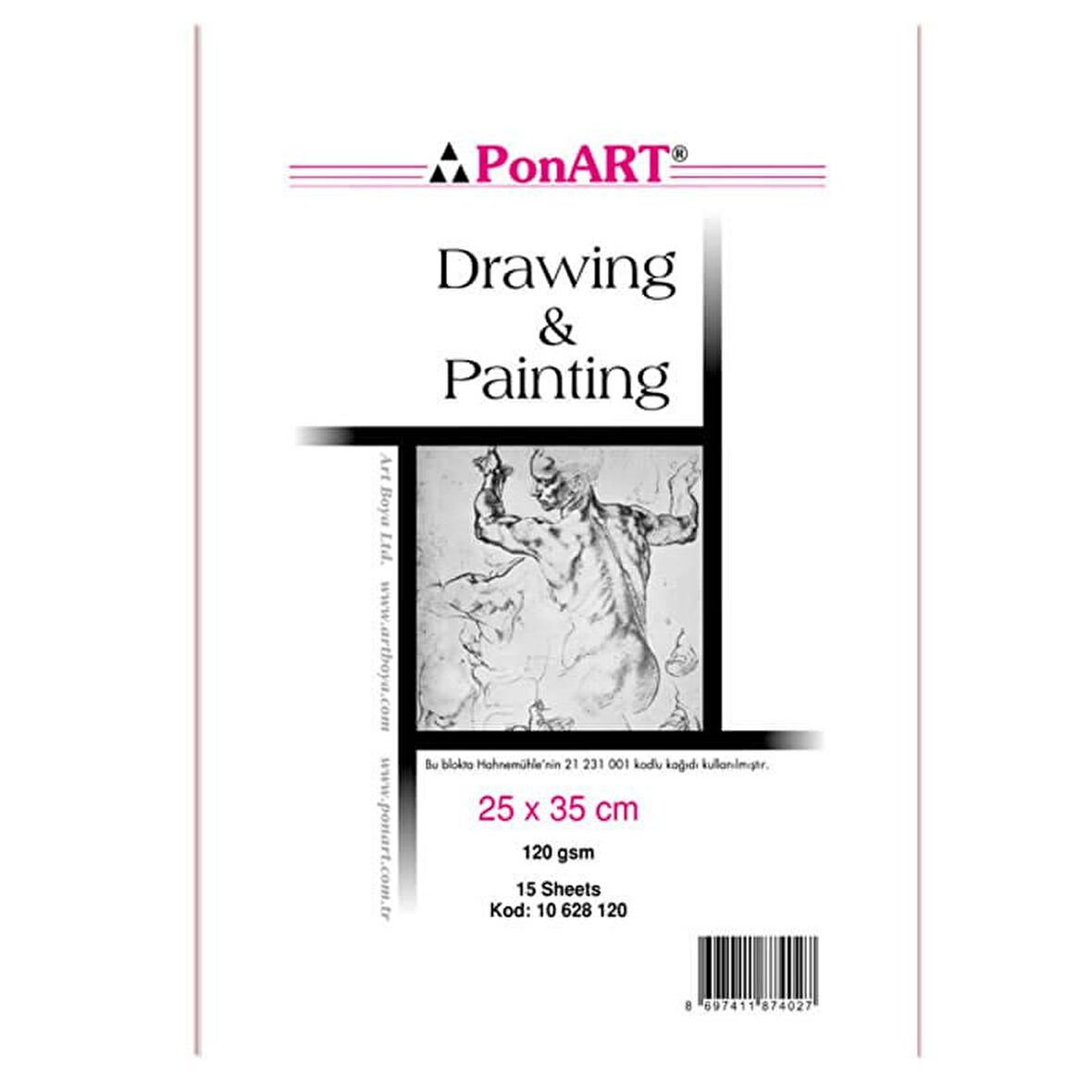 Ponart D&P Blok Resim Defteri 130g 15 Yaprak 25x35 10 628 120