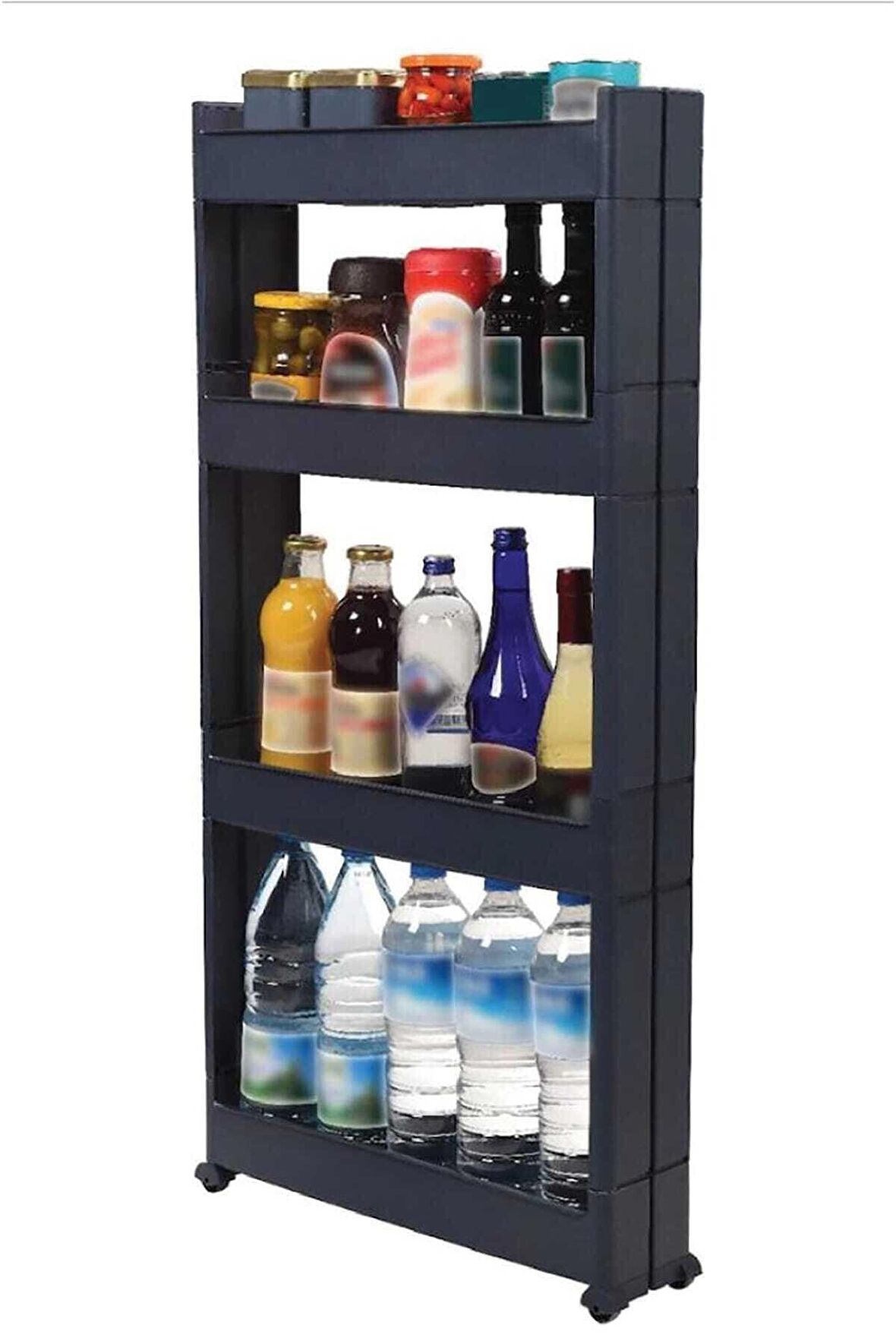 Çok Amaçlı Tekerlekli Raf Plastik Raf Mutfak Rafı Banyo Raf Sr-04