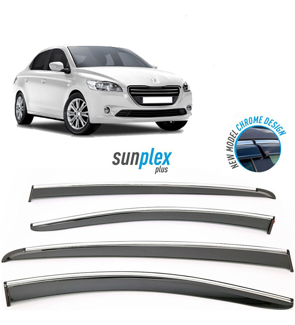 SUNPLEX  Peugeot 301 c elysee cam rüzgarlığı krom çıtalı 2012+ sunplex