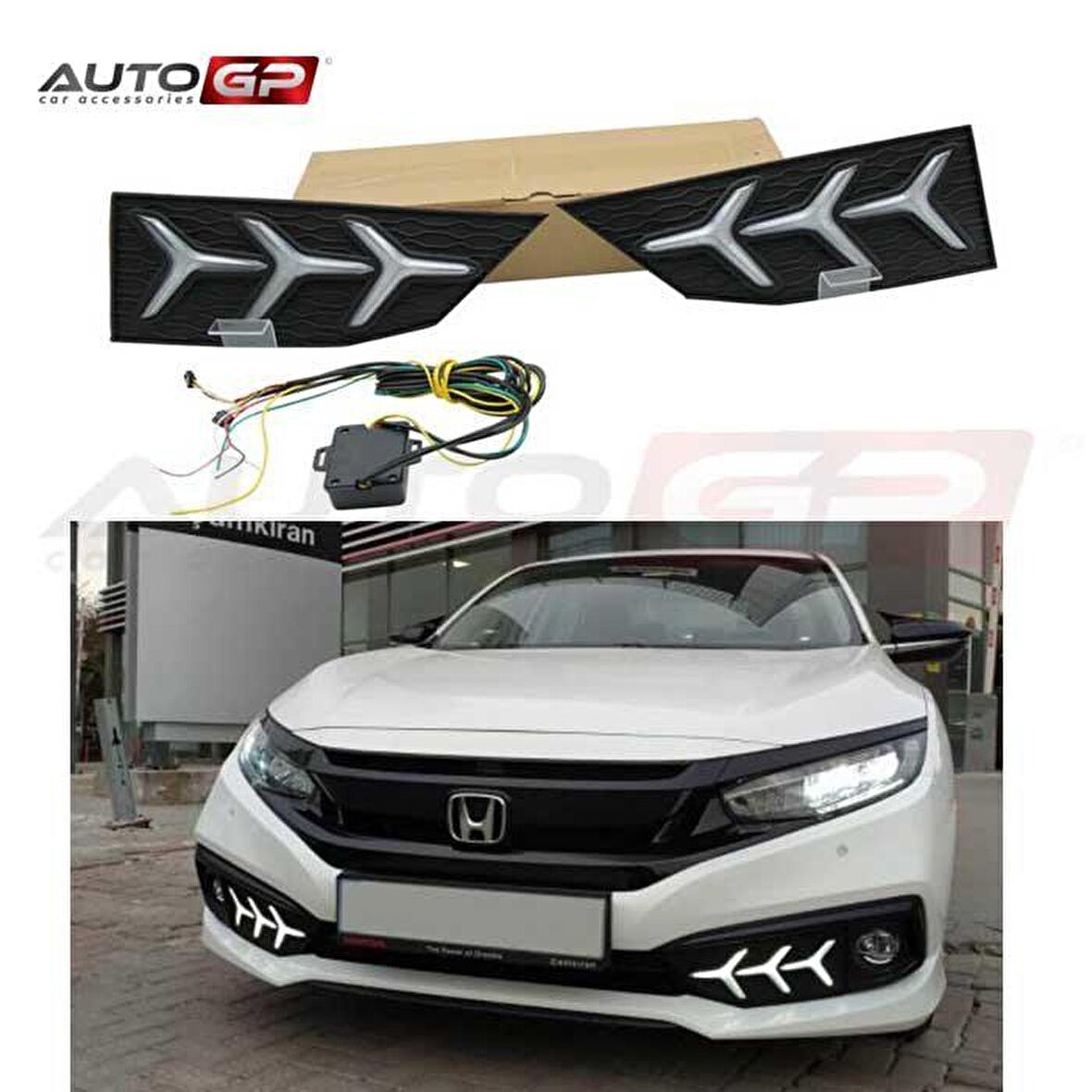 Honda civic fc5 ön sis gündüz drl led lambası farı 2019+ makyajlı 3 ok