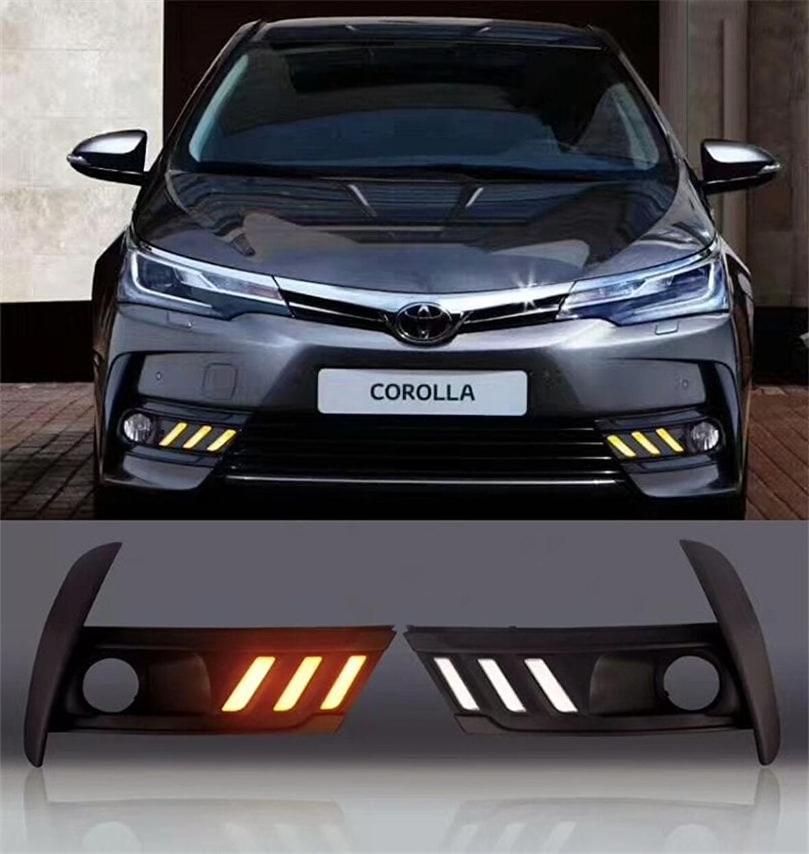 Toyota corolla 2017 2018 2018 drl gündüz sis çerçevesi sinyal özellikli