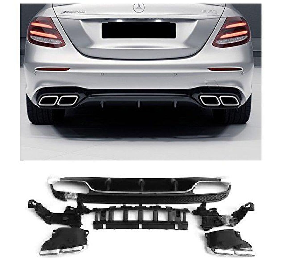 Mercedes w213 e63 arka tampon difüzör amg 2016 / 2019