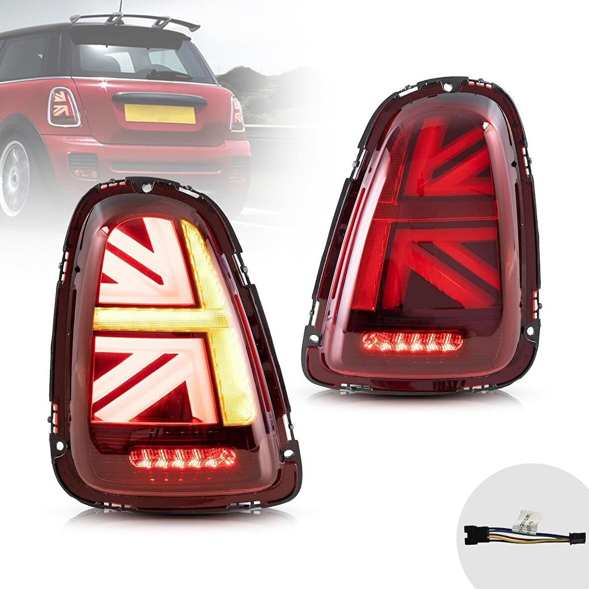 Mini cooper r56 stop lambası ledli british flag 2008 / 2014 kırmızı