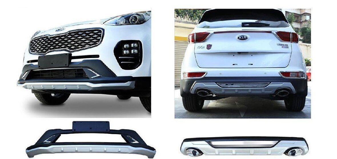 Kia sportage ön ve arka koruma difüzör 2016-20 çift çıkış egzoz