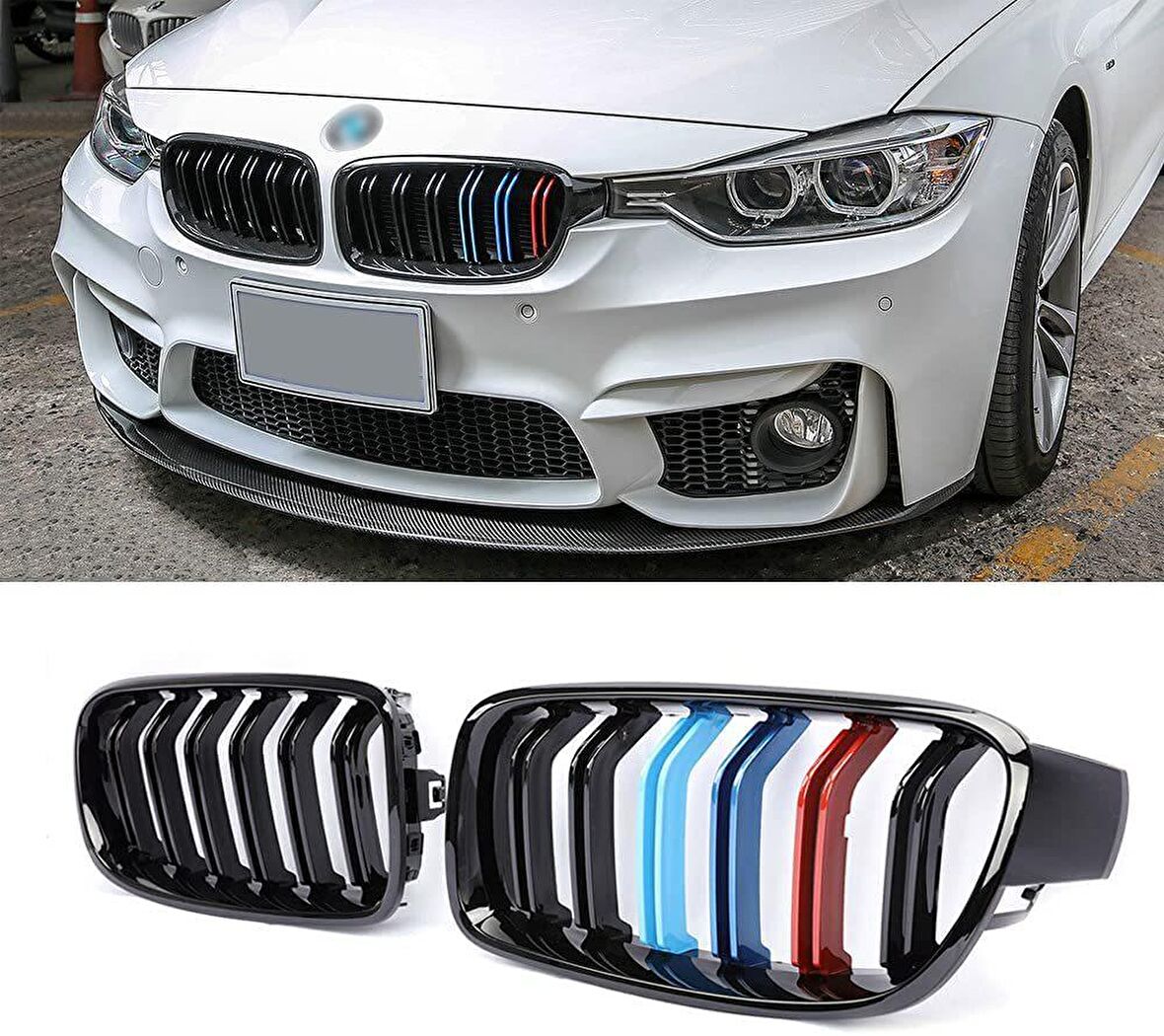 Bmw F30 ön panjur böbrek m şeritli renkli 2012 / 2018