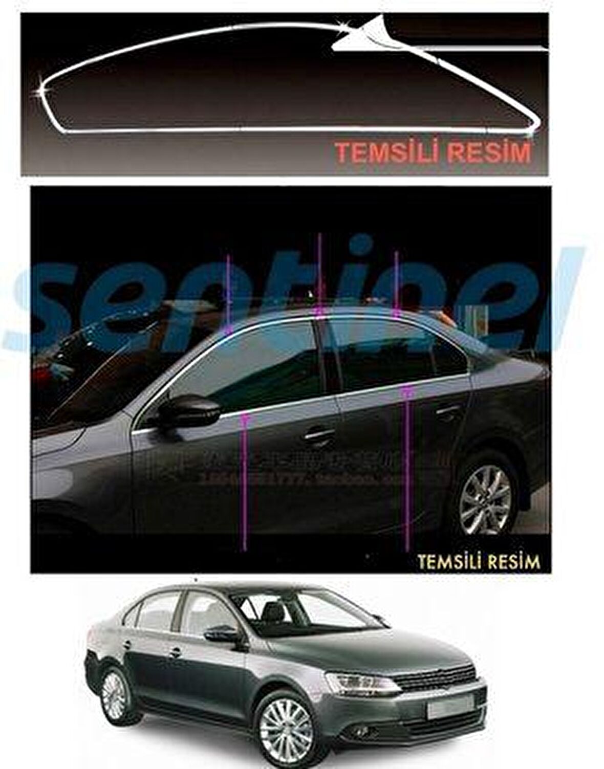 Vw jetta cam çerçevesi kenar çıtası krom tamtur 2011+