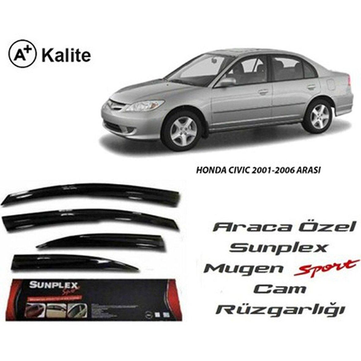 Honda civic uyumlu cam rüzgarlığı 2001 / 2006 mugen tip sunplex