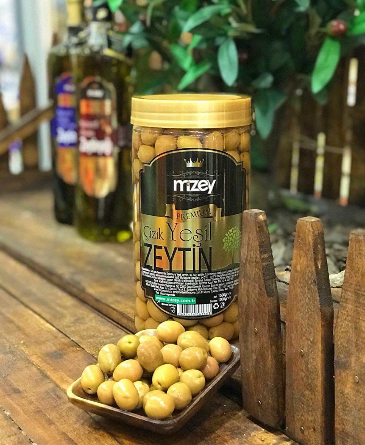 Mizey Çizik Yeşil Zeytin 1000 g 