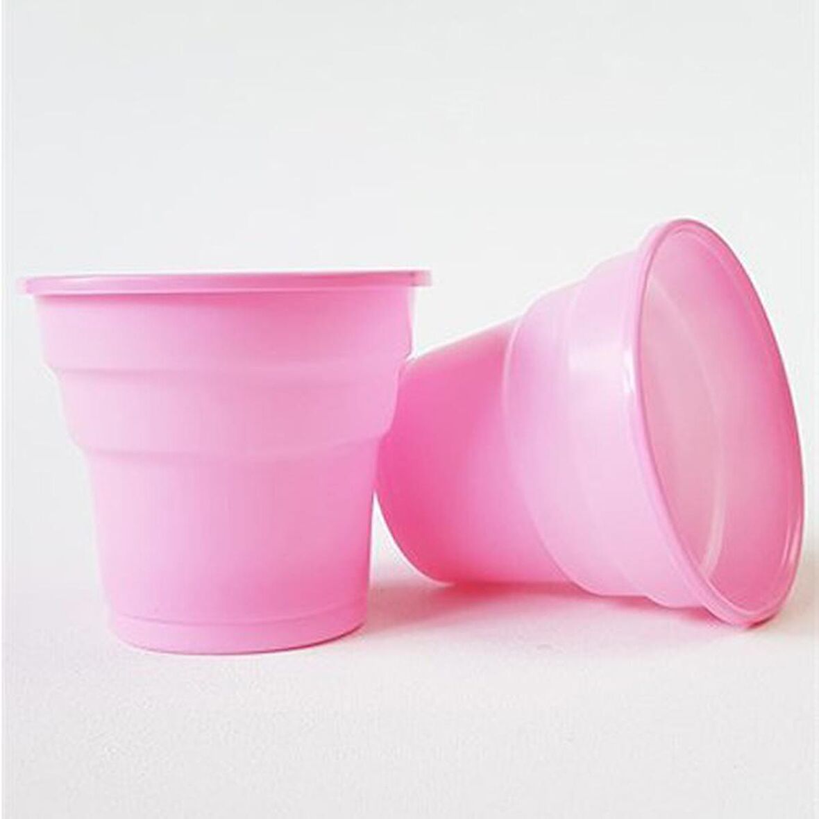 ROLL-UP PEMBE PLASTİK BARDAK 200 ml-25 Adet