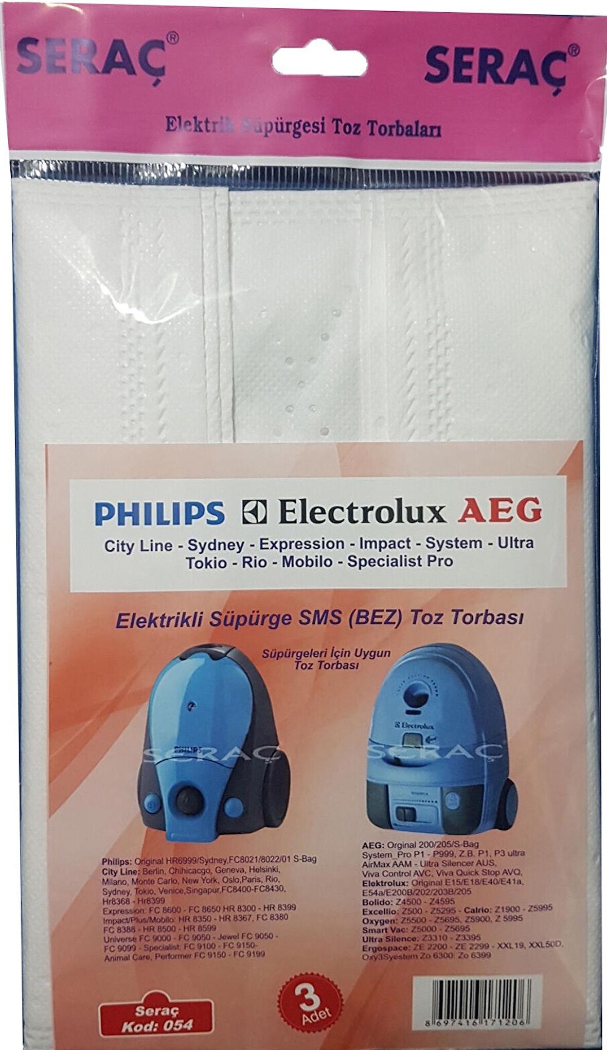 ELEKTRİKLİ SÜPÜRGE TOZ TORBASI KOD 054