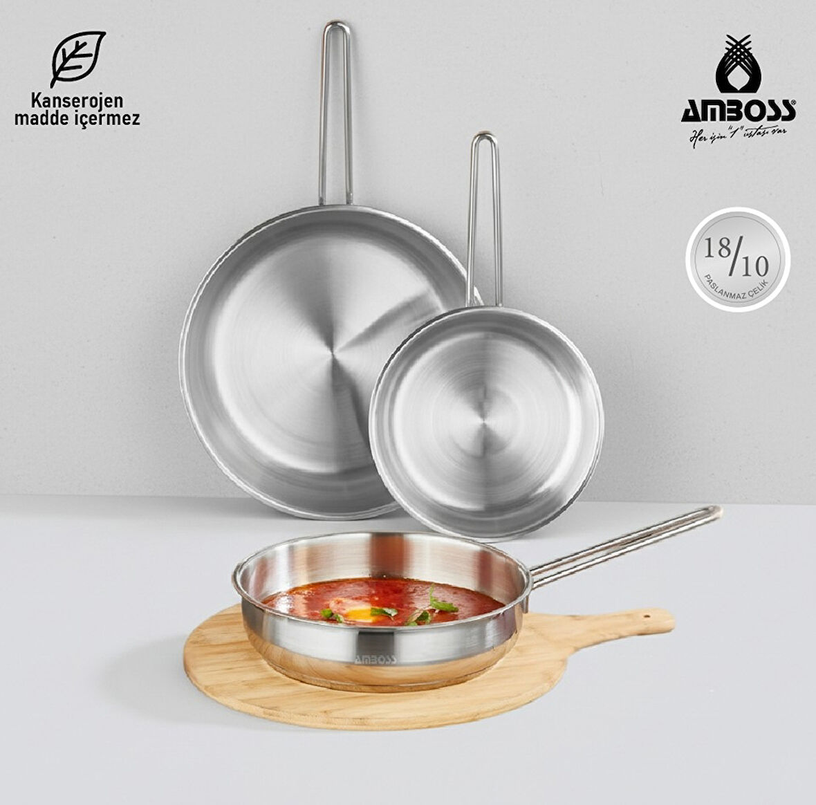 Amboss Vento Steel İndüksiyon Tabanlı 3 Parça Tava Seti 20-24-28 cm