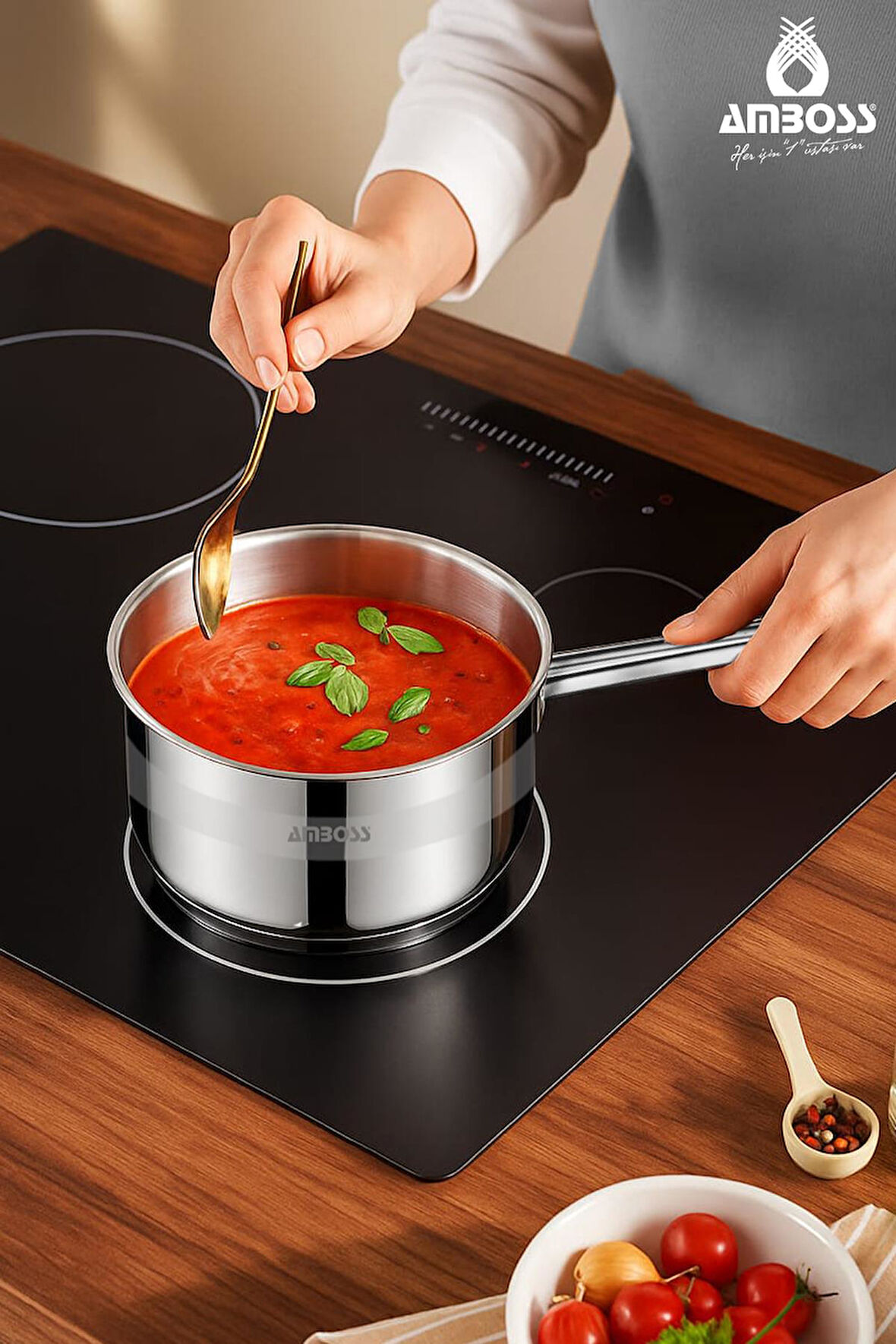 Saphire Paslanmaz Çelik Tüm Ocaklara Uygun Sosluk Sütlük 16 Cm