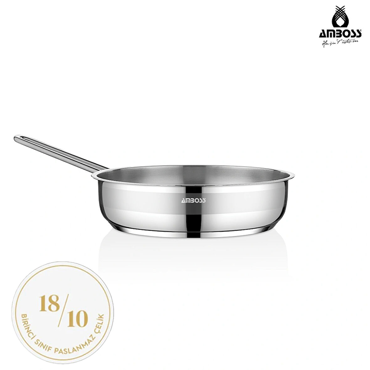 Amboss Saphire Paslanmaz Çelik 28 cm Kapaksız Çelik Tava 