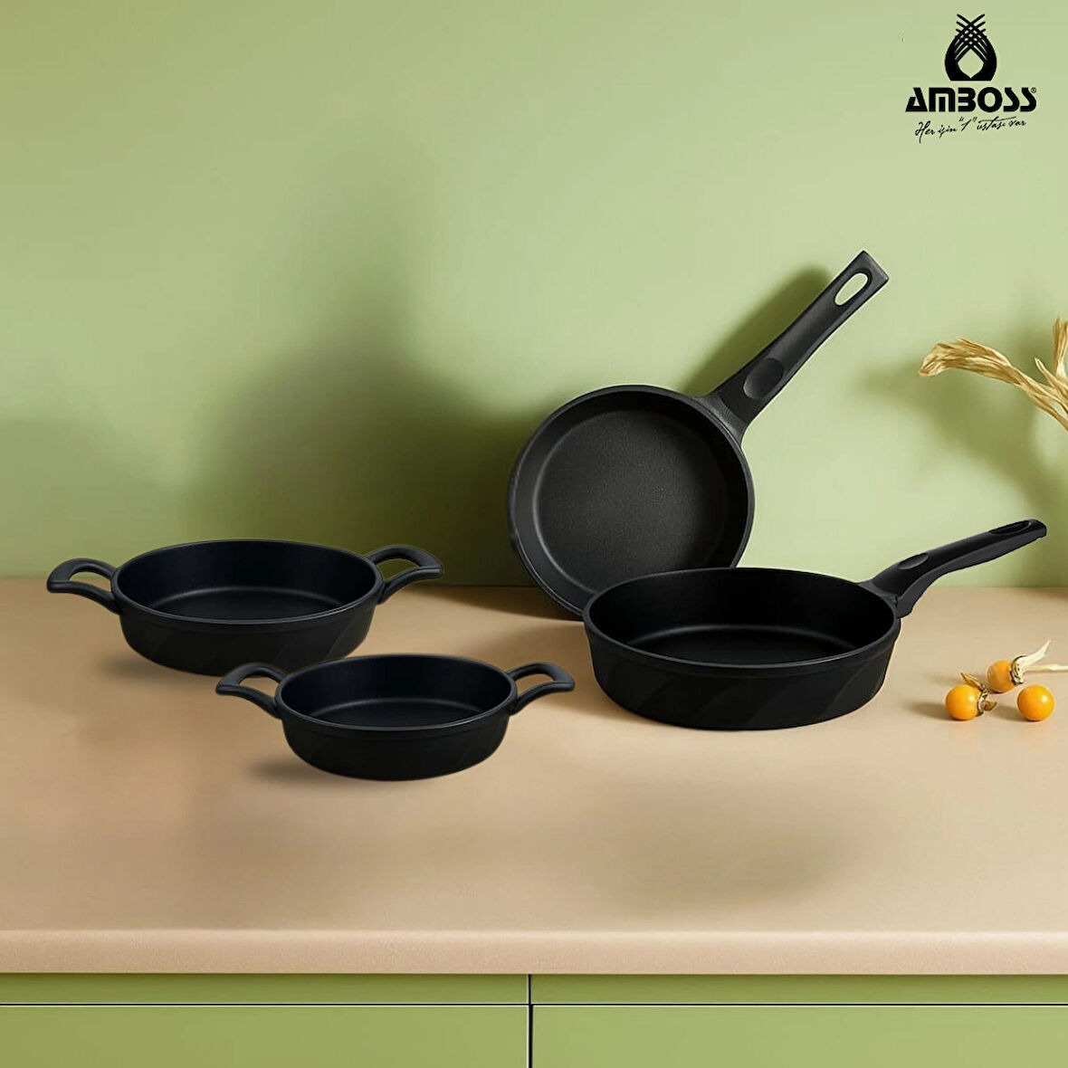 4 Parça Süper İkili Döküm Tava Sahan Seti