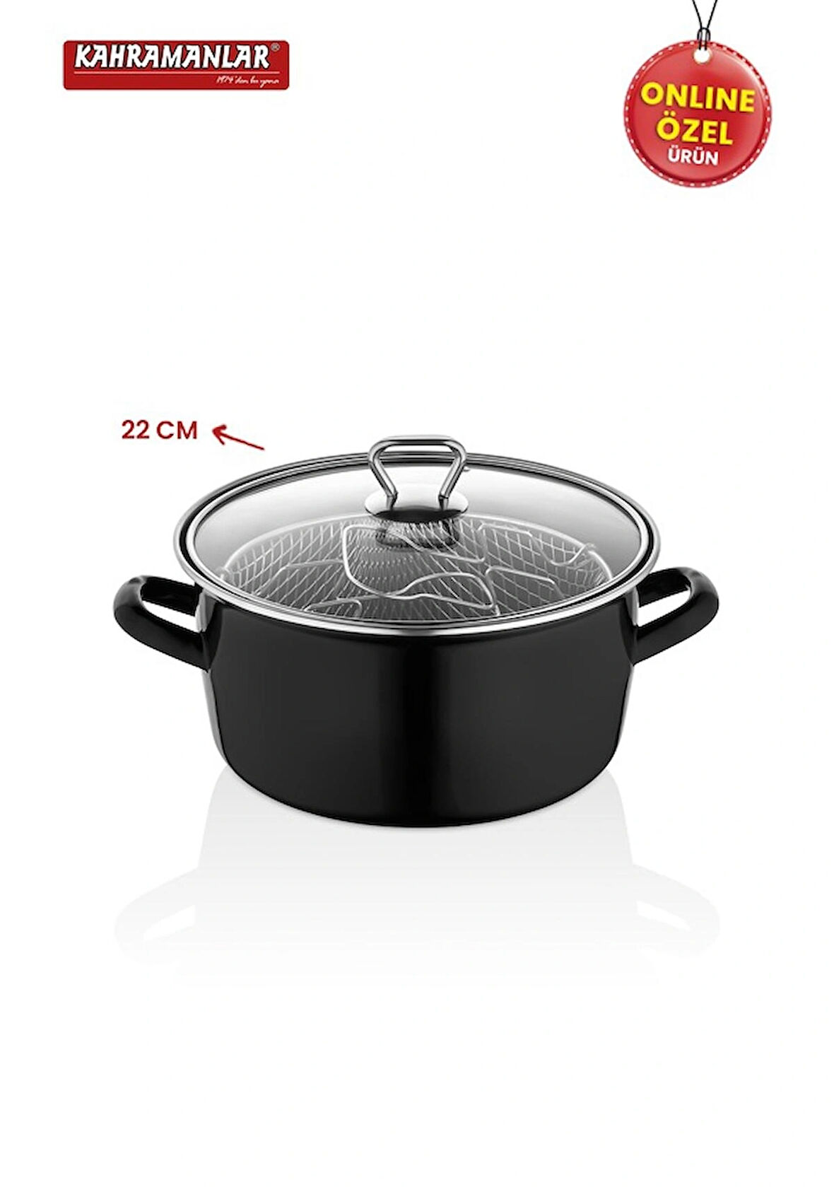 Kahramanlar Cips Chef 22 Cm Emaye Kızartma Tenceresi