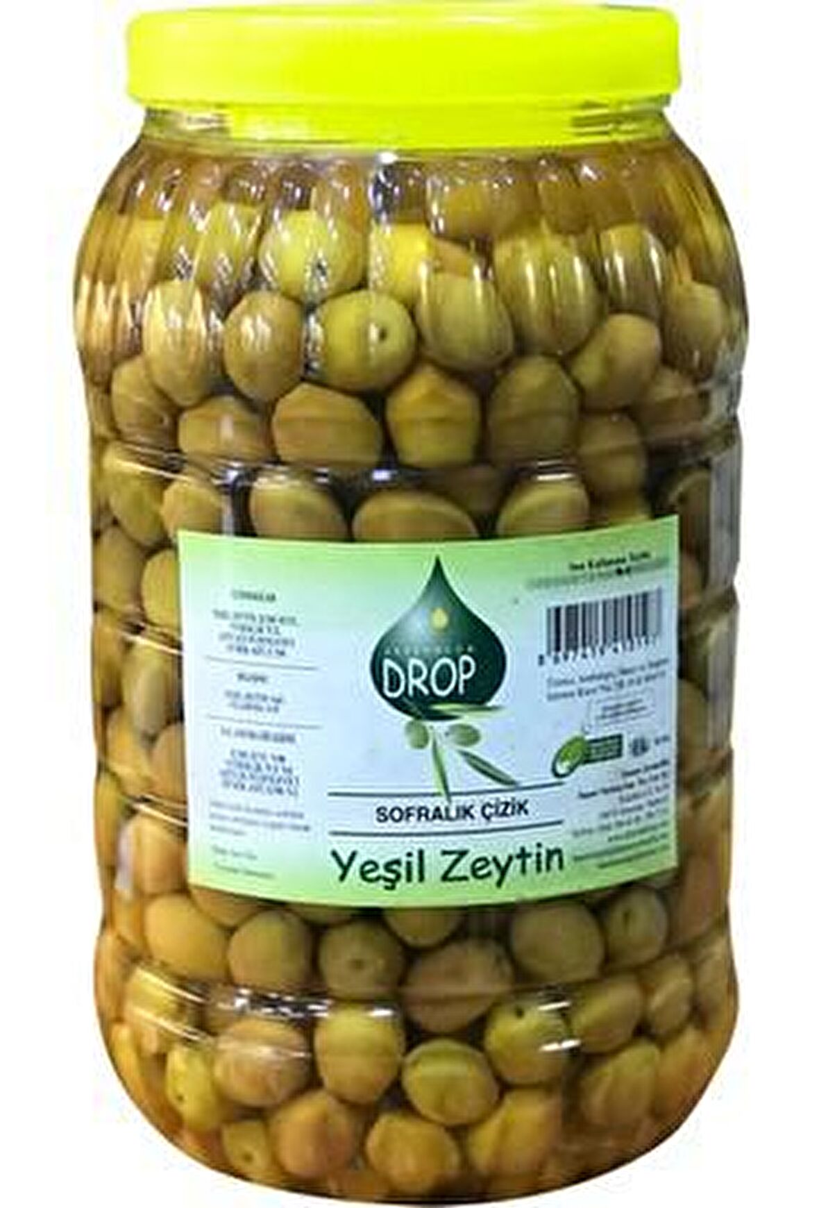 Drop Edremit Yeşil Çizik Zeytin 3 lük Pet (L) Net: 2000 g