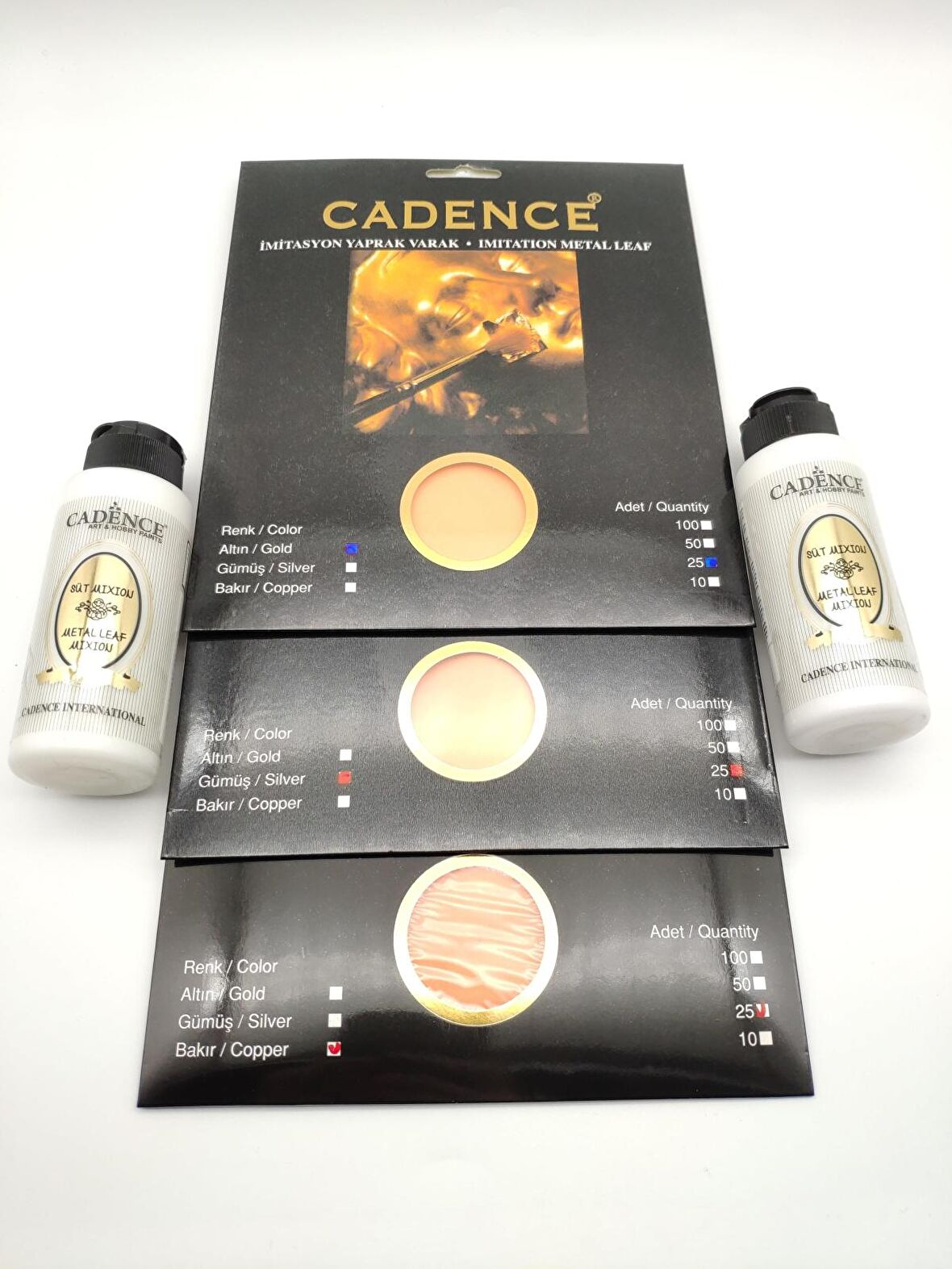 25'li Yaprak Varak ALTIN GÜMÜŞ BAKIR SÜT MİXİON 120ML (2ADET)