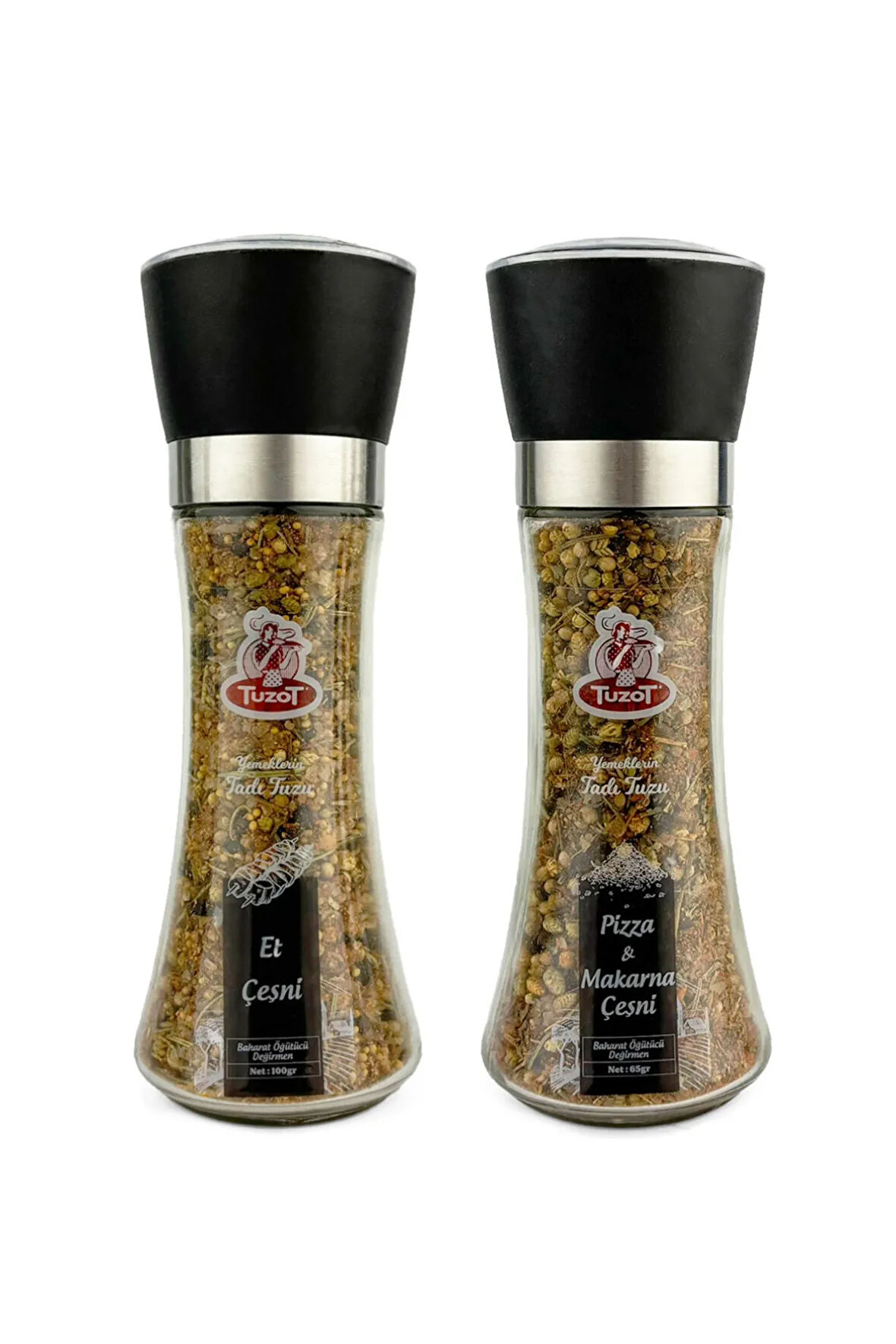 Baharat Çeşni Cam Değirmenli 2'li Set (Et-Pizza)