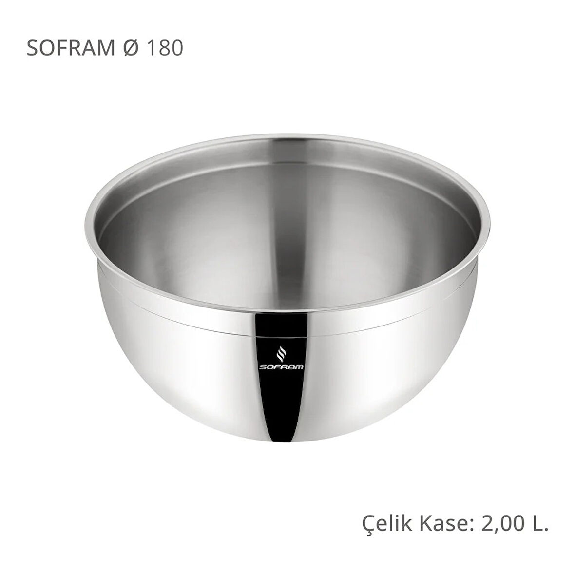 Sofram Çelik Derin Karıştırma Kabı Kase 18 Cm 2,00 Litre Yeni 