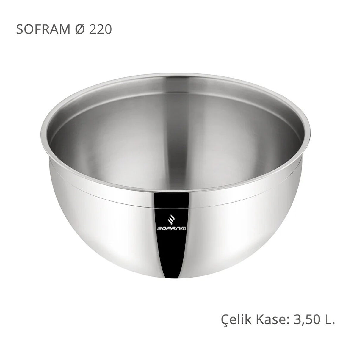 Sofram Çelik Derin Karıştırma Kabı Kase 22 Cm 3,50 Litre Yeni 