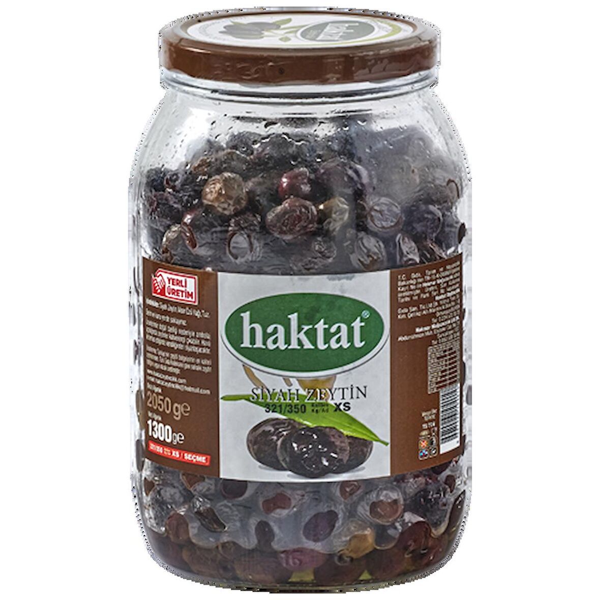 Haktat Seçme Siyah Zeytin 1300 Gr 321-350 Kalibre