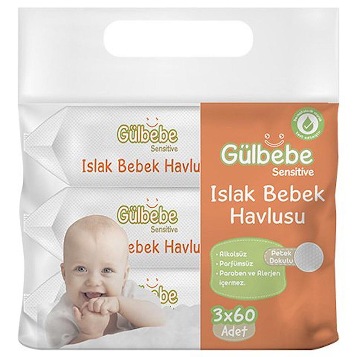 Gülbebe Islak Bebek Havlusu Petek Dokulu 3x60 Adet