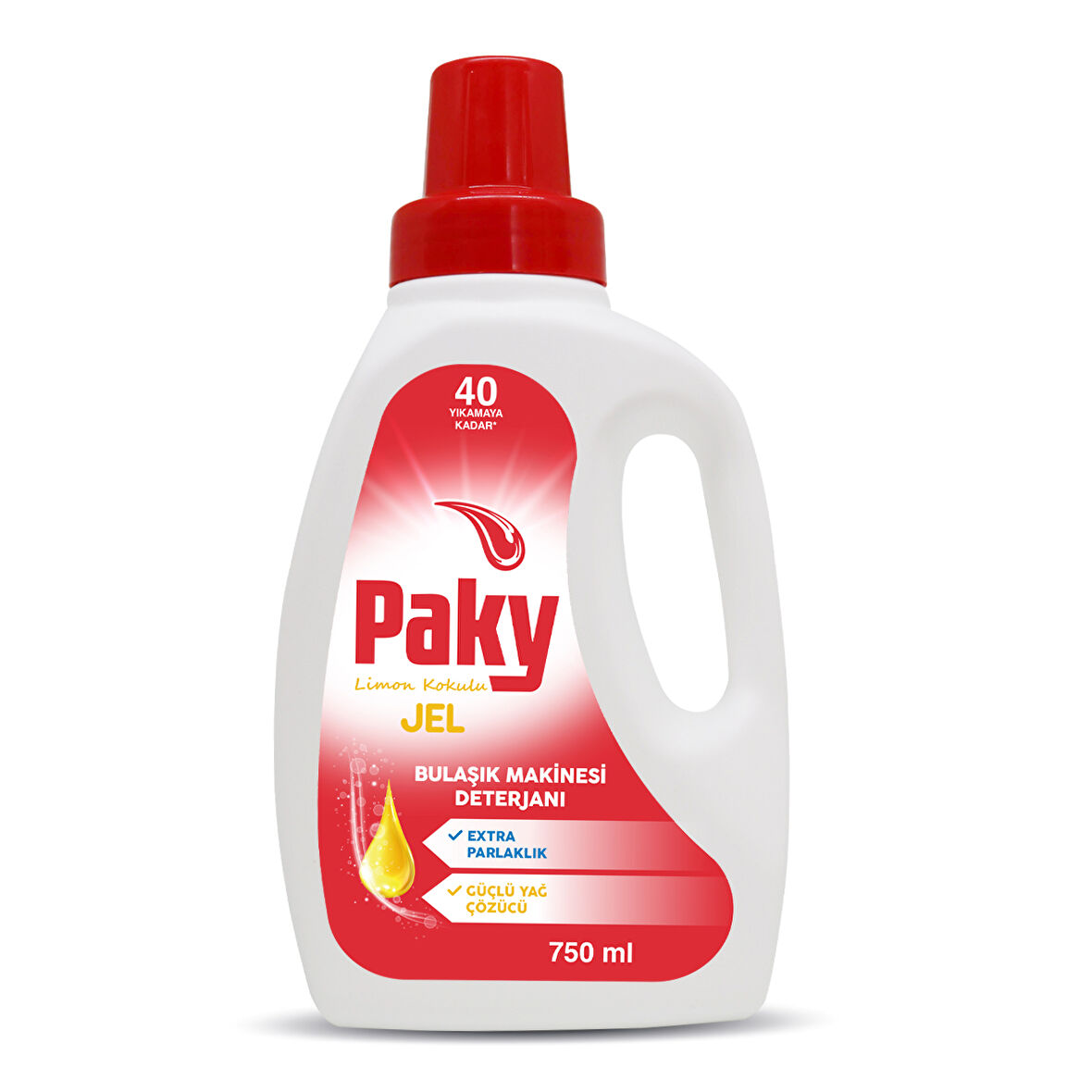 PAKY Jel Bulaşık Makinesi Deterjanı Ekstra Parlaklık ve Güçlü Yağ Çözücü 40 Yıkamaya Kadar 750 ml