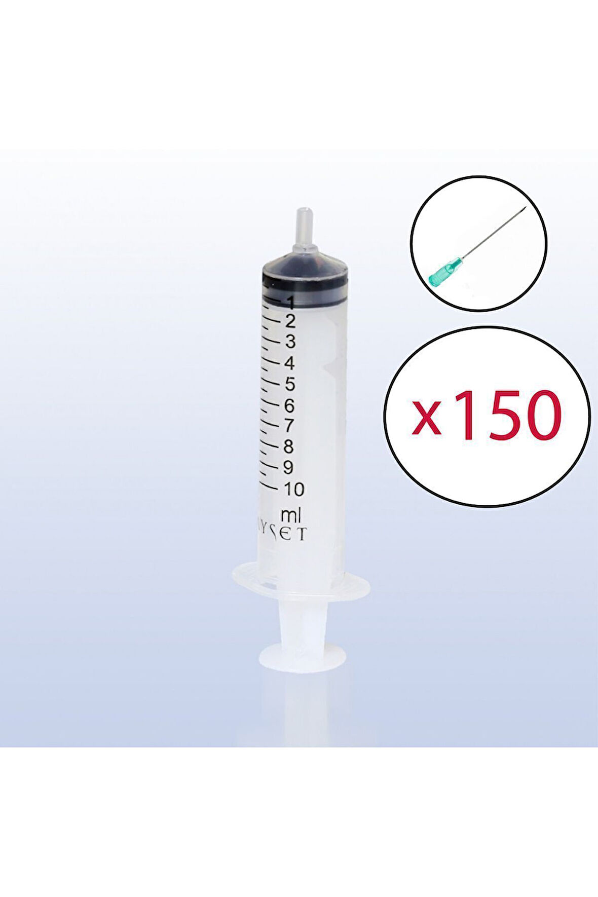 10 cc Enjektör Yeşil Uç 3p - 150 adet