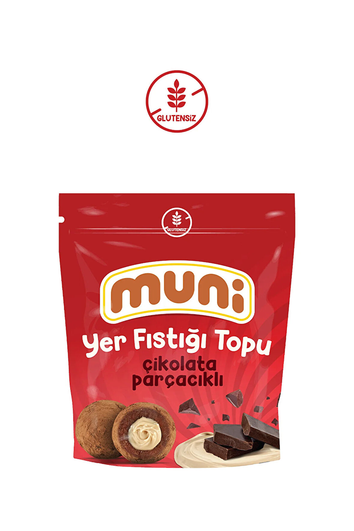 Glutensiz Çikolata Parçacıklı Yer Fıstığı Topu