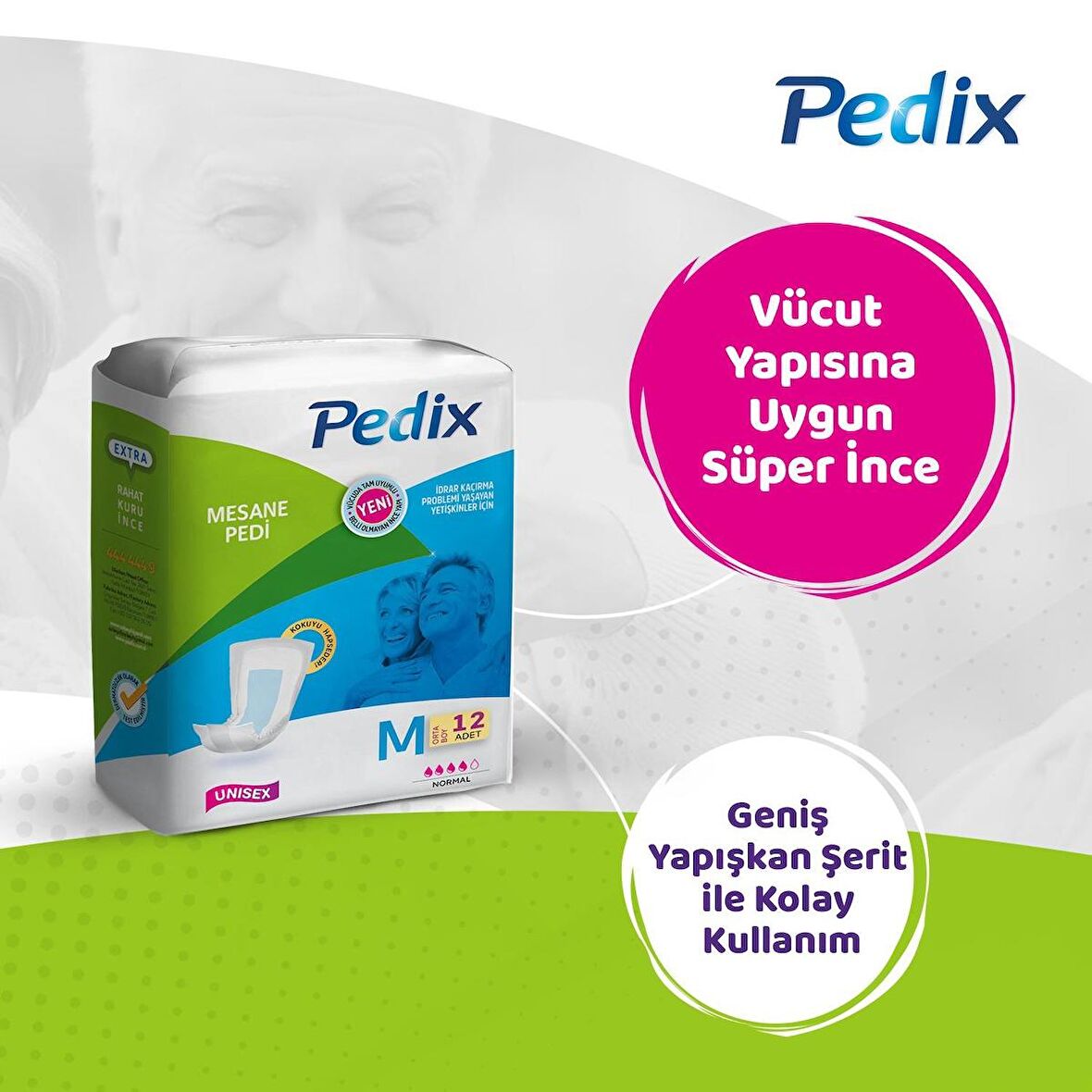 PEDİX MESANE PEDİ UNISEX ORTA BOY MEDIUM (M) 12 ADET