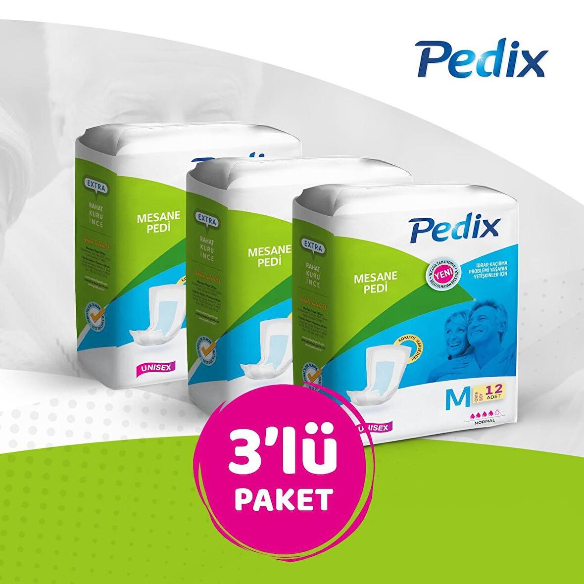 PEDİX MESANE PEDİ UNISEX ORTA BOY MEDIUM (M) 36 ADET