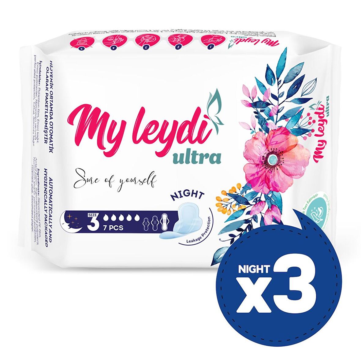 MYLEYDİ ULTRA HİJYENİK PED GECE 21 ADET (3 PAKET )