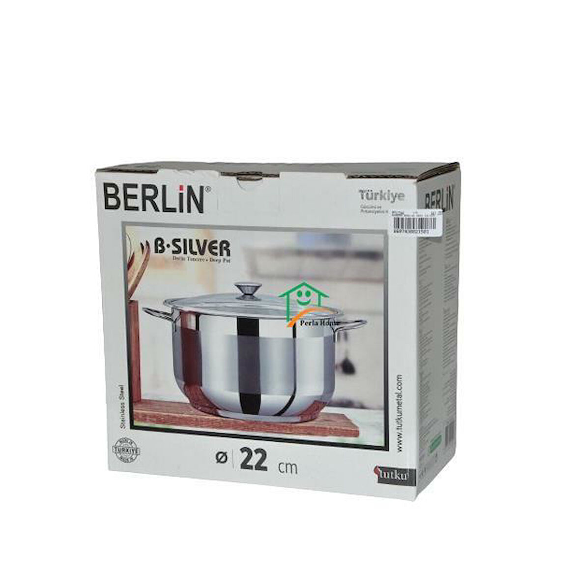 Tutku Berlin Silver 22x12 cm Derin Çelik Tencere