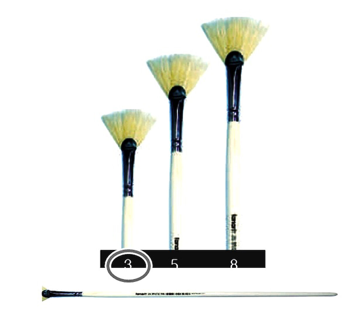 Fanart Sert Kıl Yelpaze Fırça 268 No:3 Uzun Sap - 1 adet